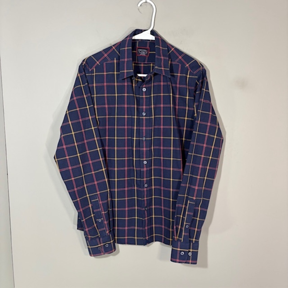 UNTUCKit Georgio WF Shirt Mens Small Blue Plaid Long Sleeve Button Up Casual